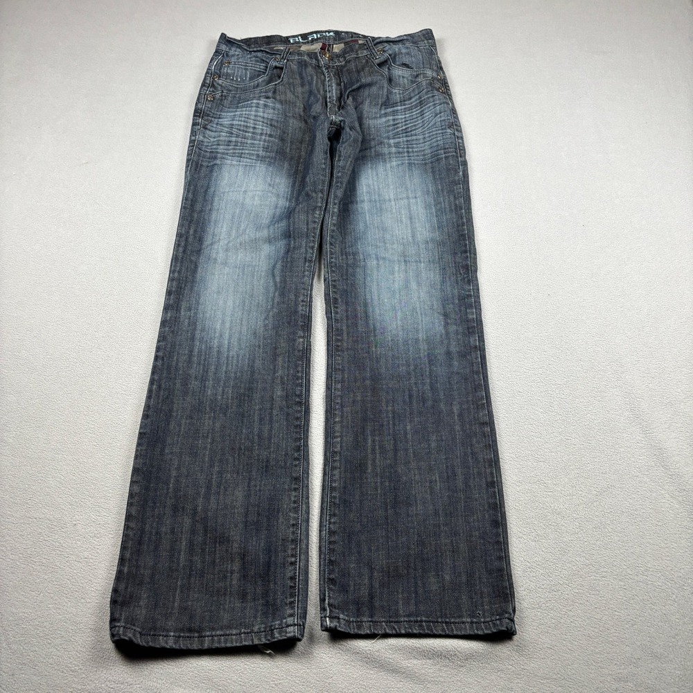 Black Bull Mens Low Waist Bootcut Jeans Size 36 Dark Wash Distressed Skater